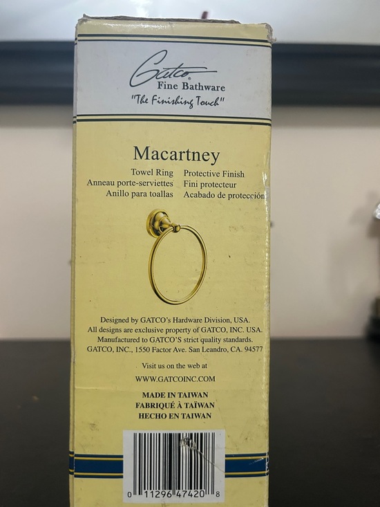 Gatco Macartney Towel Ring in Polished Gold - Picture 2 of 4